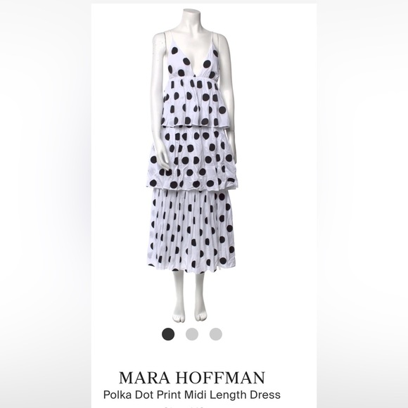 Mara Hoffman Black and White Polka Dot Midi Dress - Picture 1 of 4